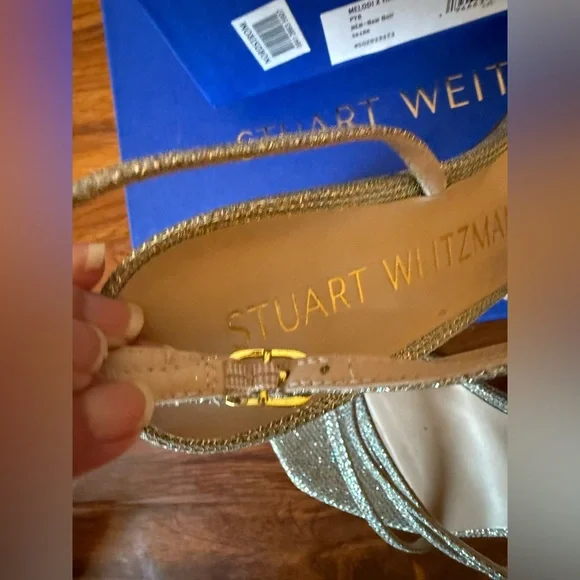 Stuart Weitzman Women’s Melodi Glitter High Heel Sandals Size: 38.5 8 B - Picture 8 of 16